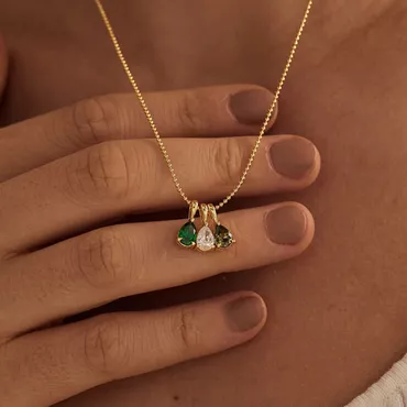 Custom Birthstone Necklace Drop-shaped Chic Necklace Friends Couple Family Birthday Gift For Her