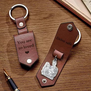 Personalized Photo Keychain With Chic Custom Text For Husband