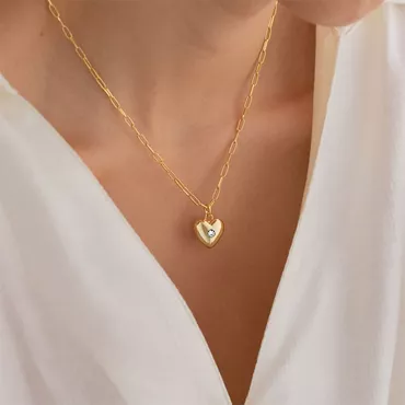 Personalized Heart-shaped Birthstone Necklace Chic Exquisite Birthday Gift For Her