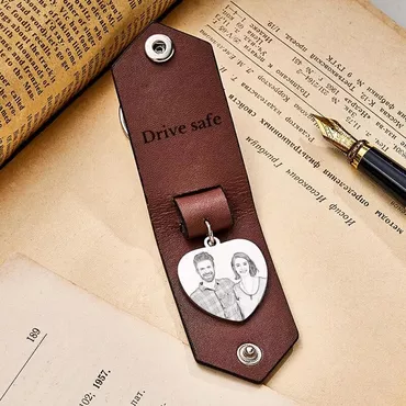 Personalized Photo Keychain With Chic Custom Text For Boyfriend