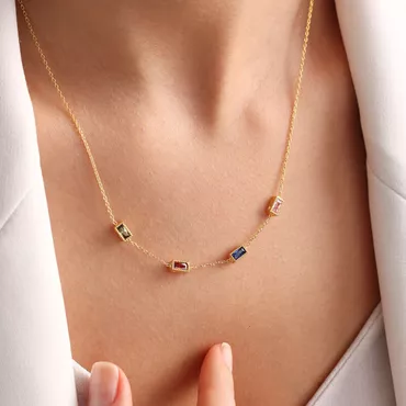 Personalized Birthstone Necklace Exquisite Chic Birthday Gift For Family