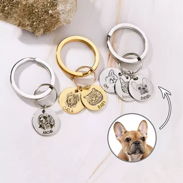 Personalized Keychain Custom Photos Chic Pet Portrait And Name Unique Gift For Pet Lover