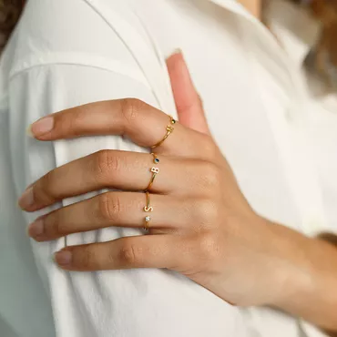 Personalized Letter Ring With Chic Birthstone Precious Present For Wife