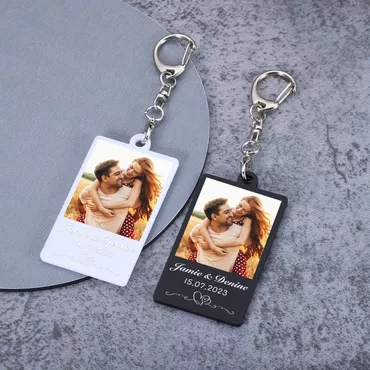 Personalized Squaret Shaped Acrylic Chic Photo Keychain For Valentine's Day
