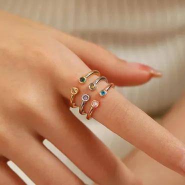 Personalized Birthstone Ring Simple Chic Christmas Gift For Her