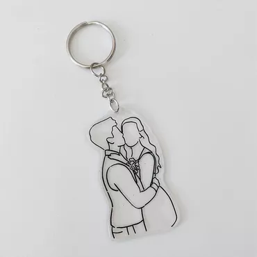 Personalized Acrylic Line Photo Chic Keychain Gift For Couples