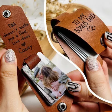 Personalized Leather Keychain Customized Chic With Multiple Photos Father's Day Warm Gift