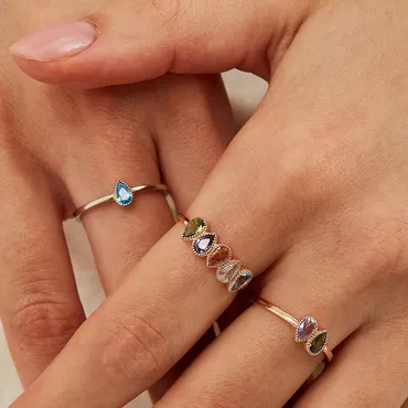 Personalized Birthstone Ring Water Chic Drop Shaped Unique Gift For Birthday