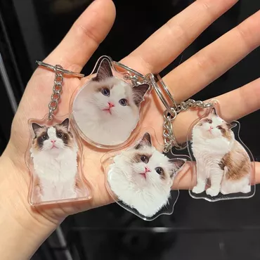 Personalized Acrylic Photo Keychain Chic Gift For Cute Pets