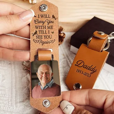 Personalized Memorial Photo Keychain Chic Warm Gift For Dad