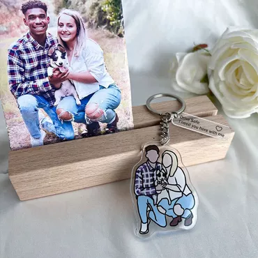 Personalized Acrylic Photo Keychain Chic With Engraving Sweet Gift