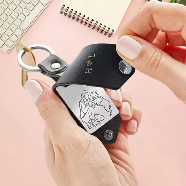 Personalized Picture Leather Keychain Chic Warm And Creative Present For Father