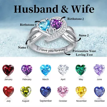 Personalized Birthstone Ring Customized Chic Name Sweet Gift For Valentine's Day