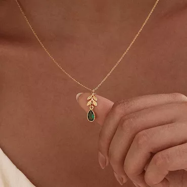 Personalized Birthstone Necklace With Chic Leaves Warm Birthday Gift For Her