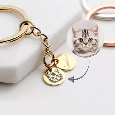 Personalized Keychain Custom Pet Chic Portrait And Name Adorable Gift For Pet Lover