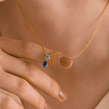Personalized Twin Birthstone Necklace Chic Great Gift For Valentine's Day