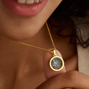 Personalized Round Photo Necklace Chic Simple Gift For Family