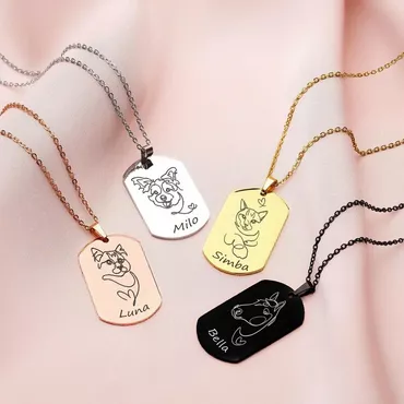 Personalized Square Photo Necklace Chic With Name Gift For Pet Lovers