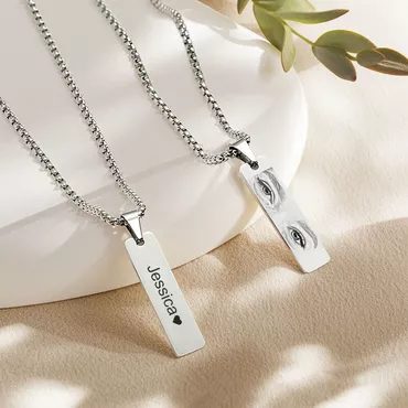 Custom Photo Engraved Eyes Necklace for Him/Her, Best for Memorial Jewelry, Birthday Gifts, Anniversary Gifts