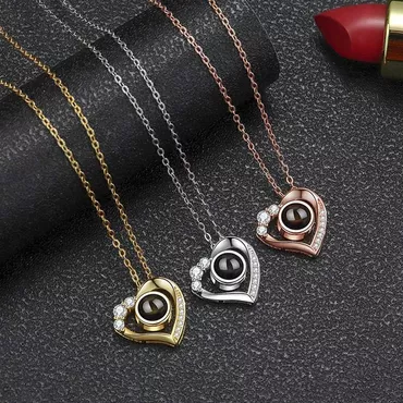 Sterling Silver Personalized Photo Chic Projection Necklace With Picture Inside -my Heart Will Go On