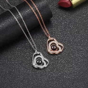 Personalized Photo Projection Necklace Chic With Picture Inside- To Love-warm Heart