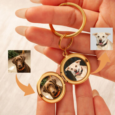 Personalized Round Photo Keychain Chic Christmas Gift For Pets