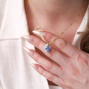 Personalized Birthstone Necklace With Chic Name Gift For Birthday