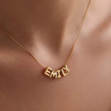 Custom 3D Name Letter Necklace Cute Bubble Initial Removable Pendant Necklace for Her 