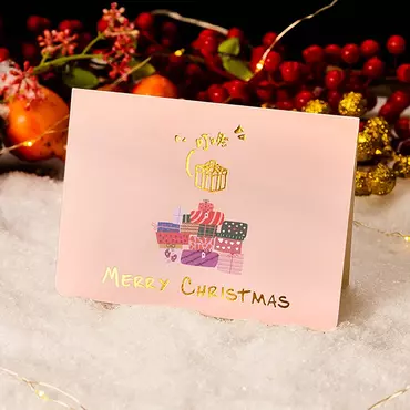 Merry Christmas Gift Box Chic Christmas Card