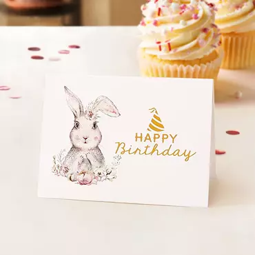 Cute Rabbit Birthday Chic Card