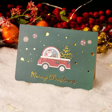 Merry Christmas Green Chic Cartoon Santa Design Christmas Card