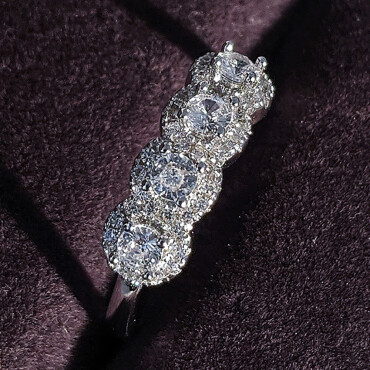 Custom Crystal White 3 Stone 4 Stone Mother Ring, Family Ring Personalized Jewelry