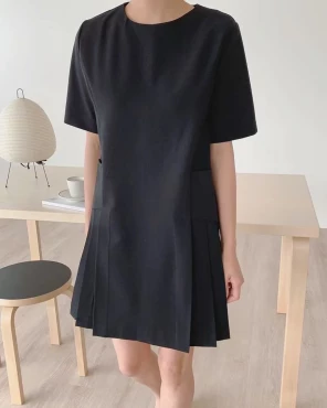 法式圓領連身裙 | Stylish French Round Neck Jumpsuit Dress - Easy Morning Choice - Free Size