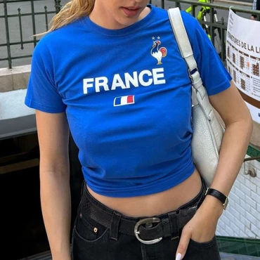 France Girls Casual Baby Chic T-shirt Crop-top