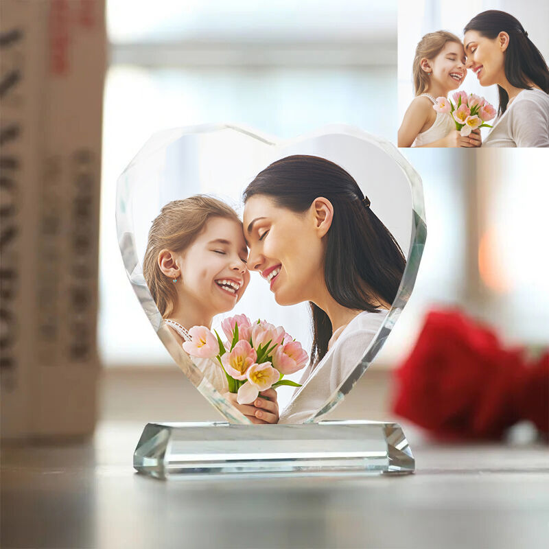 Personalized Crystal Photo Frame Chic Heart Crystal Print With Your Photo
