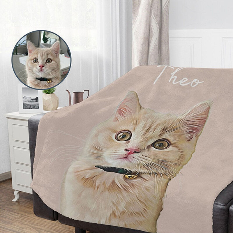 Custom Photo Dog Blanket Chic Pet Photo Blanket Painted Art Portrait Fleece Blanket