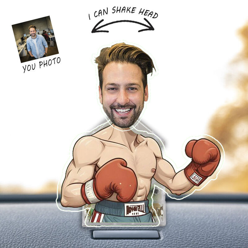 Personalized Bobblehead Acrylic Stand Chic Custom Photo Boxer Design Creative Gift For Him