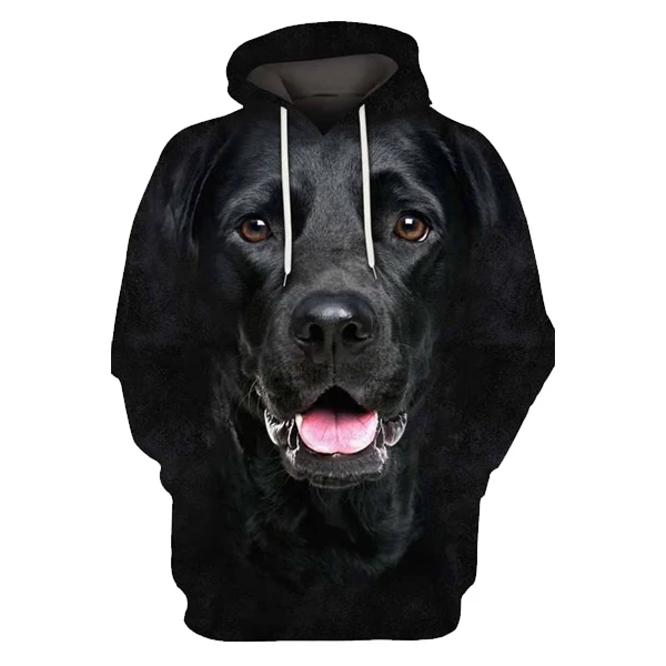 Unisex 3d Graphic Hoodies Chic Animals Dogs Labrador Retriever Black Open Mouth